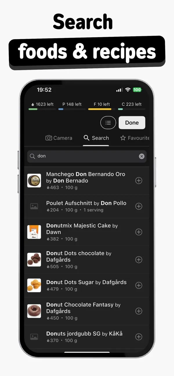 Dynamic Pace food and recipe search