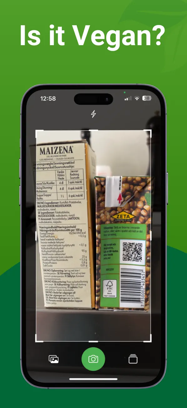 Veg AI scanning a packaged food to check if it is vegan